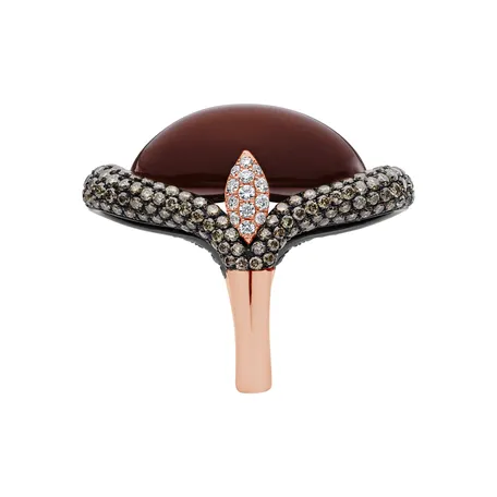 Ring with brown and white diamonds and Moonstone Gentility Miracle