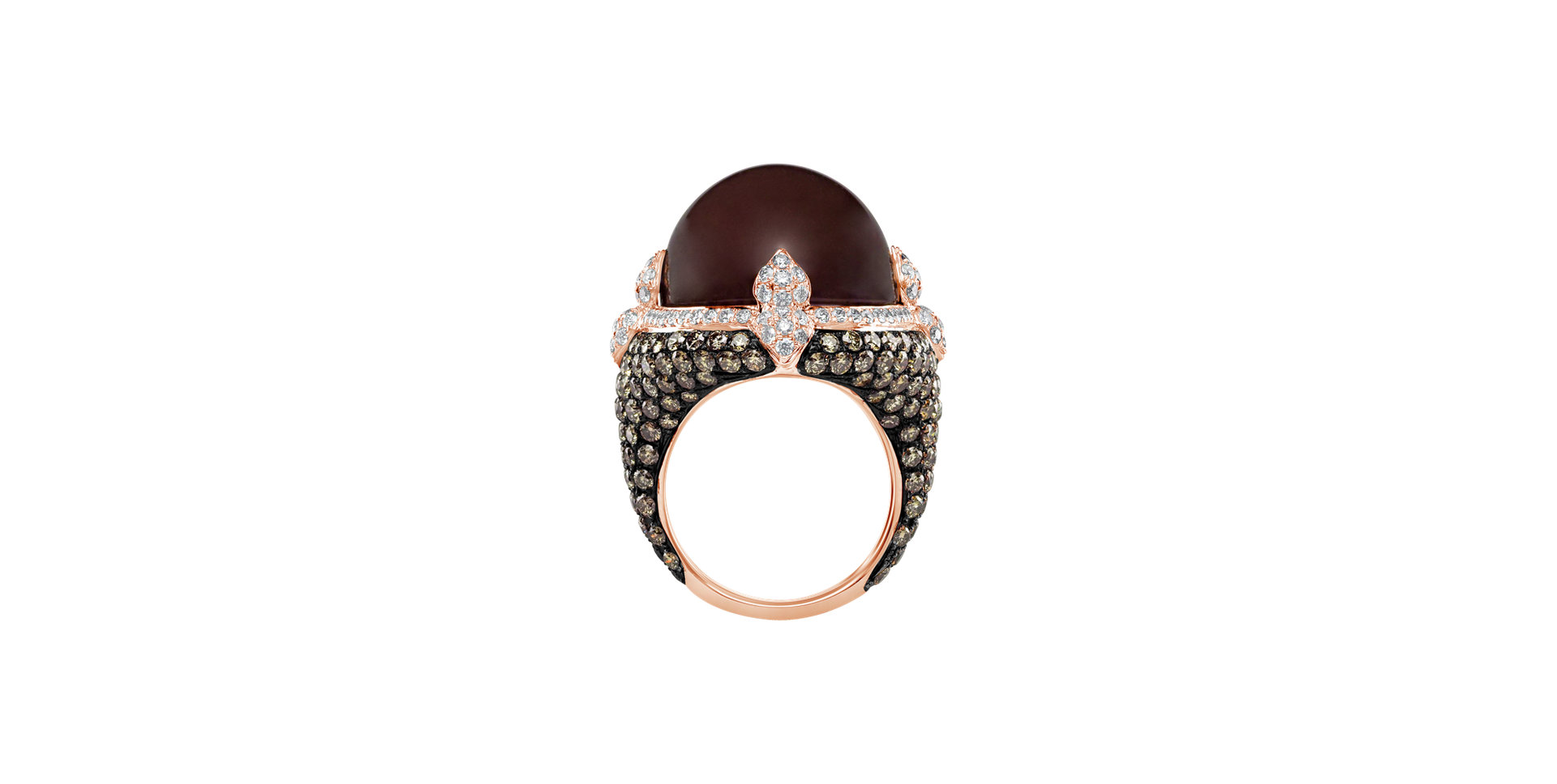 Ring with Moonstone, brown and white diamonds Eye Ocean