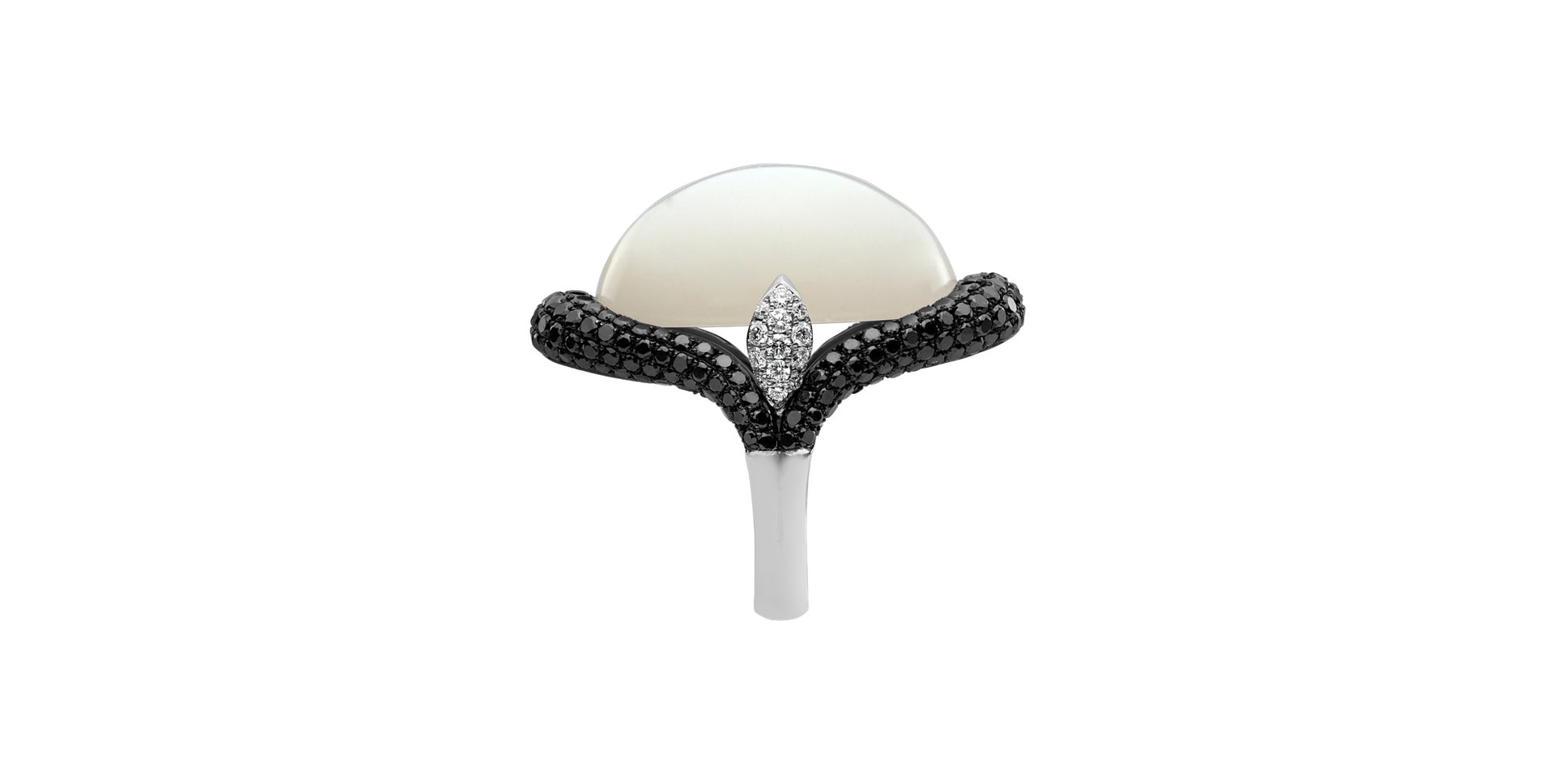Ring with Moonstone, black and white diamonds Gentility Miracle