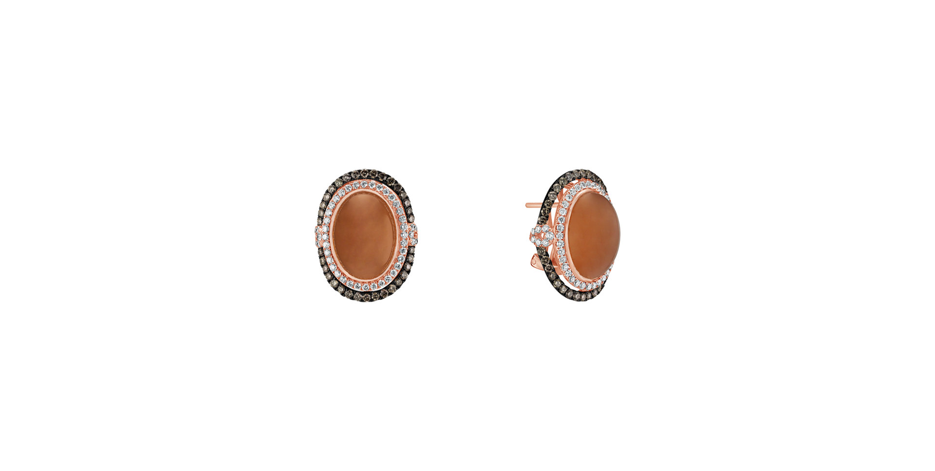 Earrings with Moonstone and brown diamonds Fairytale Alpenglow