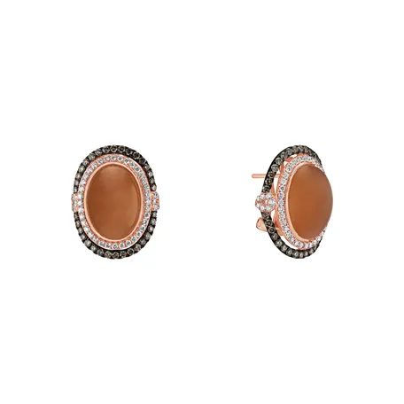 Earrings with Moonstone and brown diamonds Fairytale Alpenglow