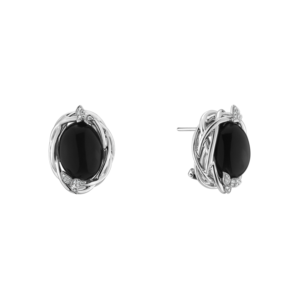 Diamond earrings with Moonstone Dark Waves