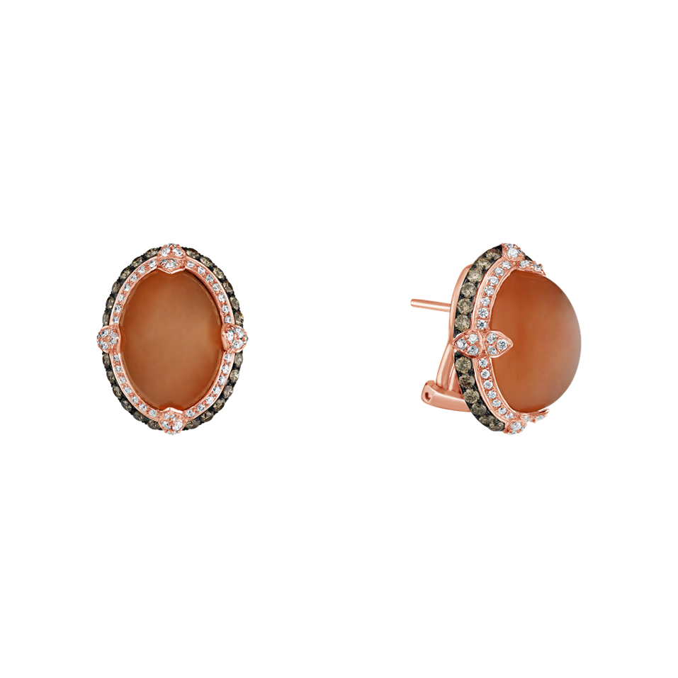 Earrings with Moonstone and brown diamonds Alpenglow Desire