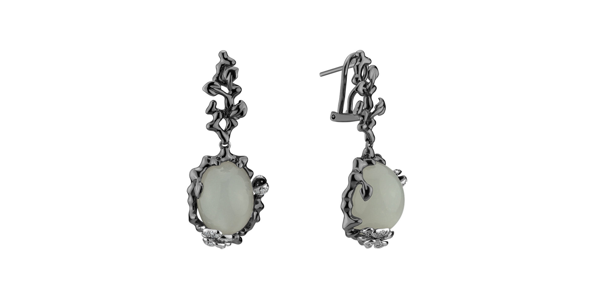 Diamond earrings with Moonstone Night Romance