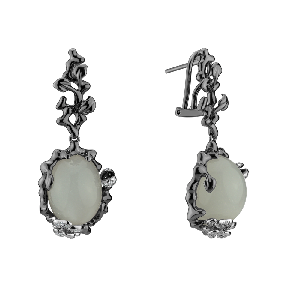 Diamond earrings with Moonstone Night Romance