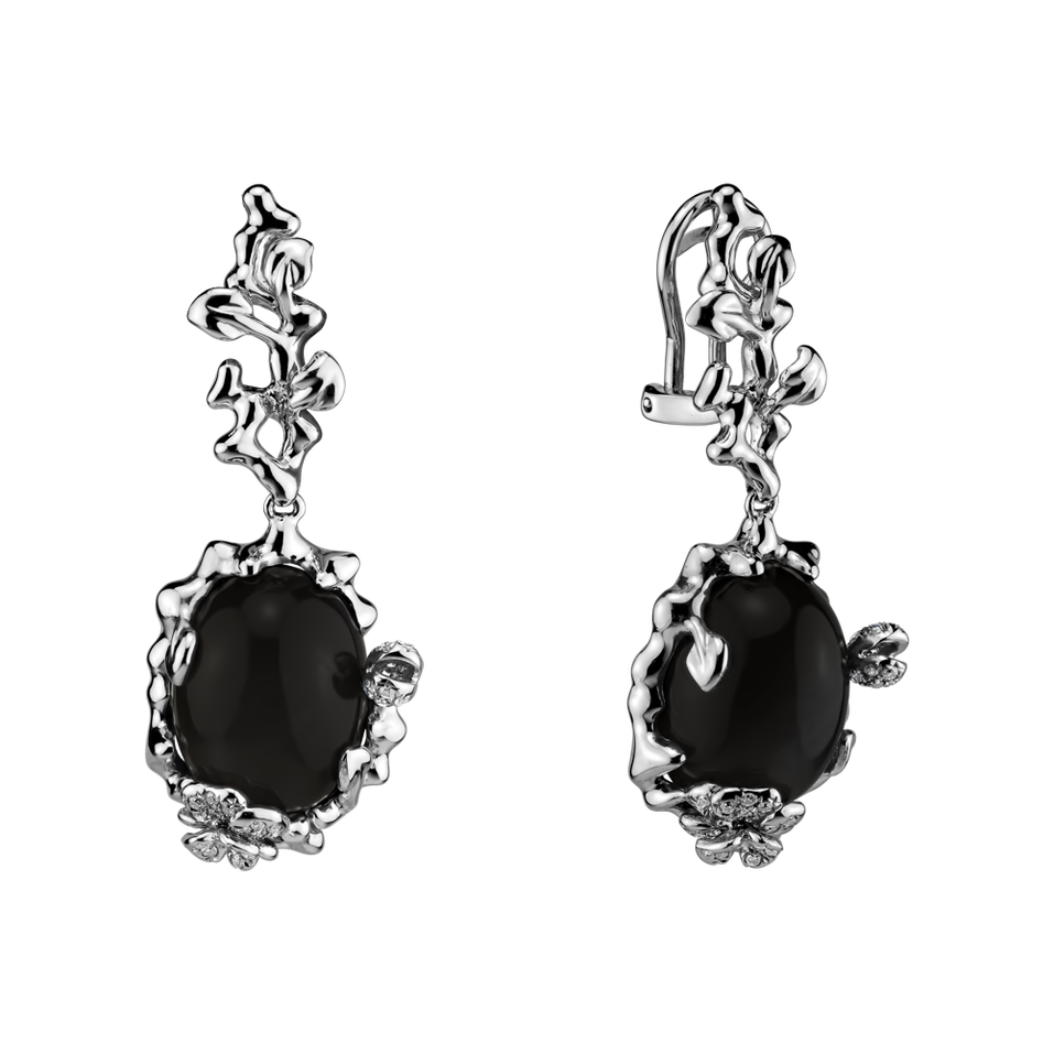 Diamond earrings with Moonstone Night Romance