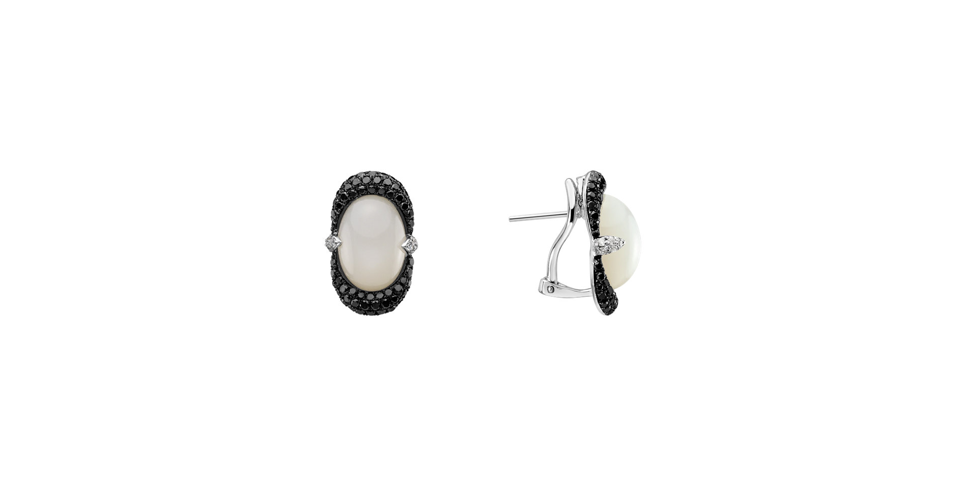 Diamond earrings with Moonstone Black and White Alchemy