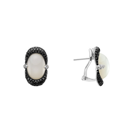 Diamond earrings with Moonstone Black and White Alchemy