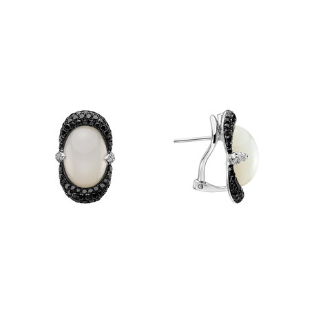 Diamond earrings with Moonstone Black and White Alchemy