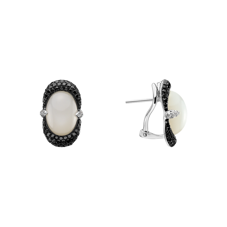 Diamond earrings with Moonstone Black and White Alchemy