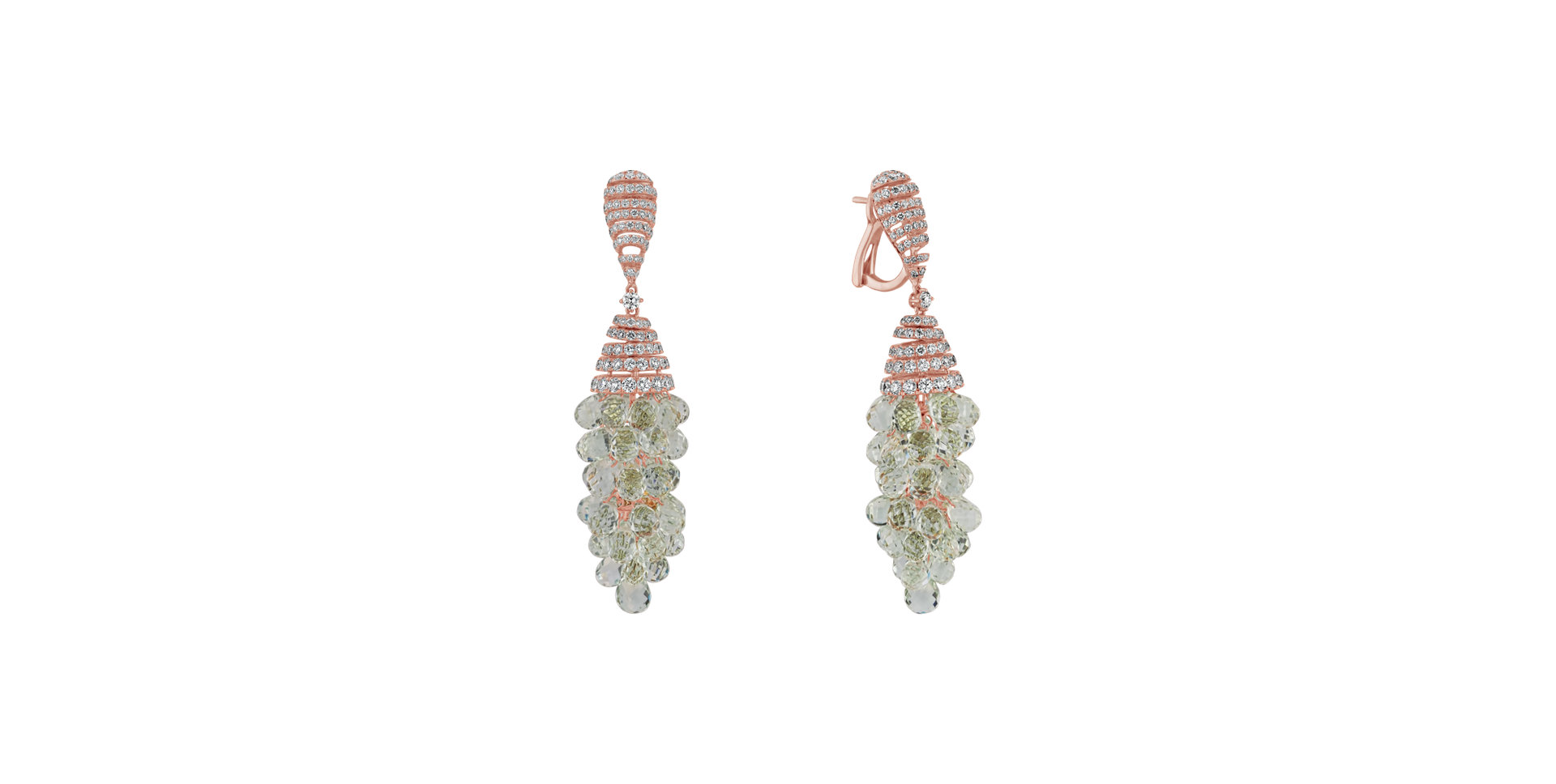 Diamond earrings with Amethyst Golden Drops