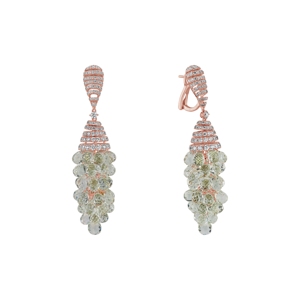 Diamond earrings with Amethyst Golden Drops