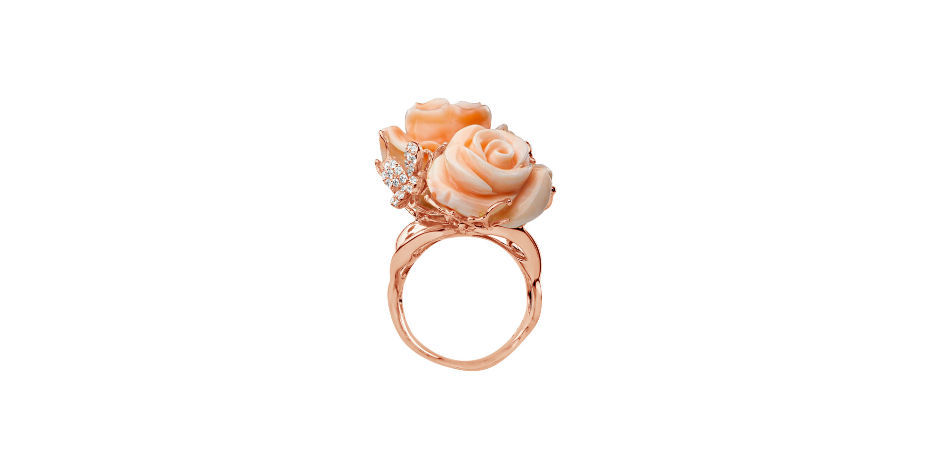 Diamond ring with Coral Sonnia