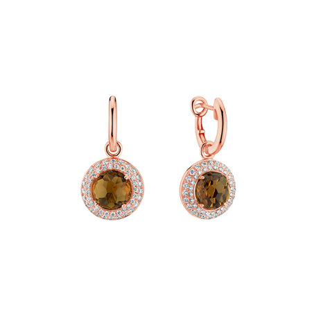 Diamond earrings with Quartz Yellow Lady