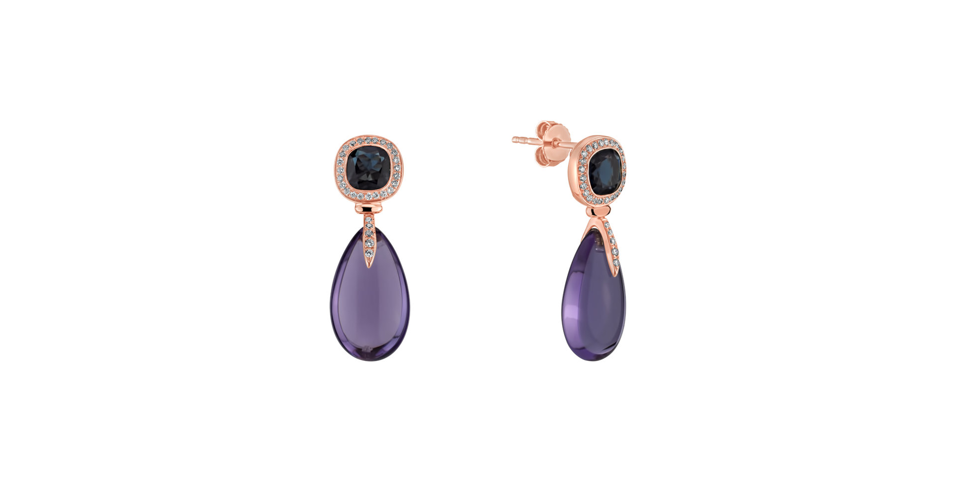 Diamond earrings with Amethyst and Topaz Violet Lady
