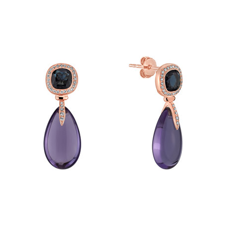 Diamond earrings with Amethyst and Topaz Violet Lady