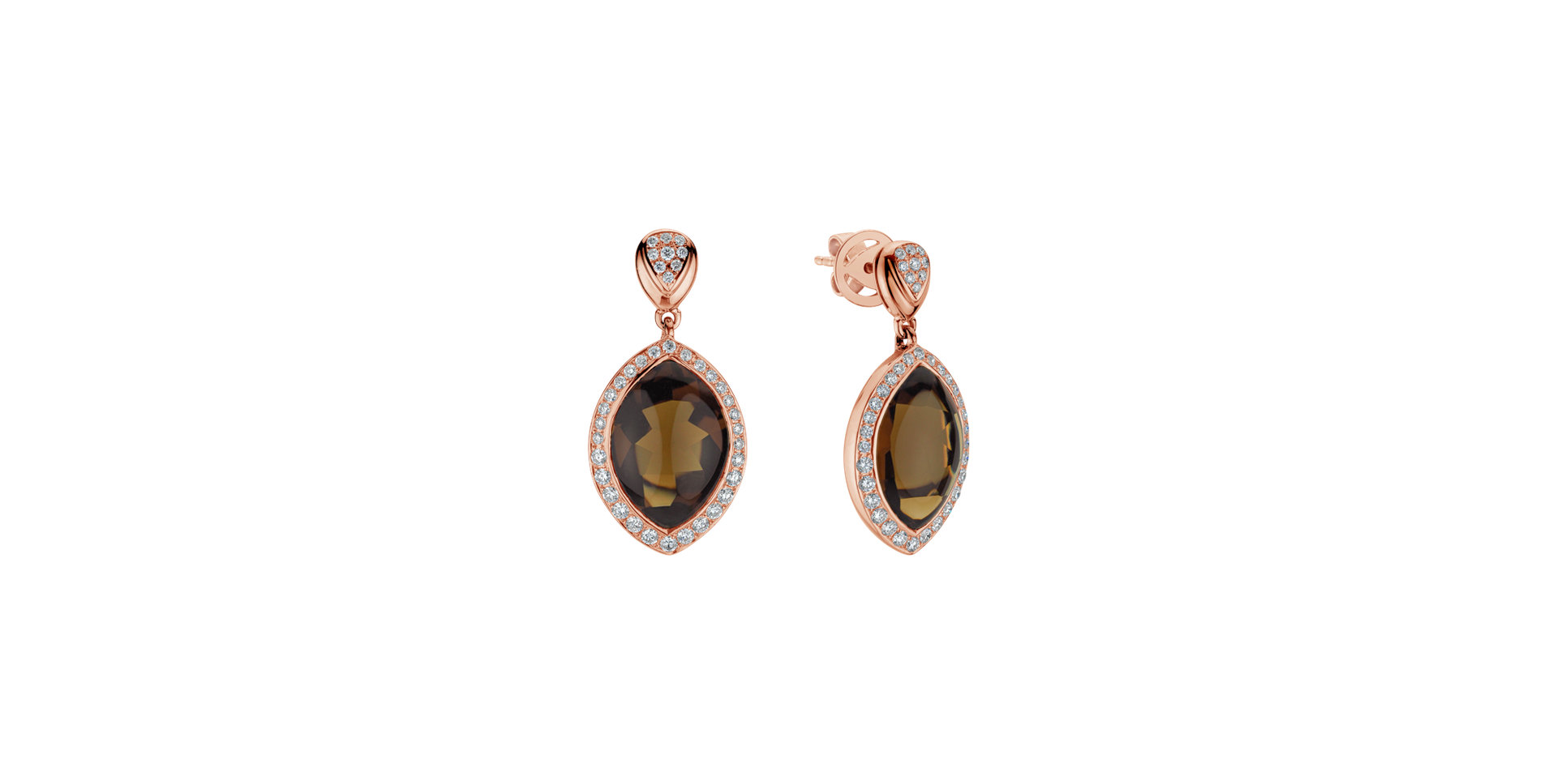 Diamond earrings with Quartz Yellow Queen
