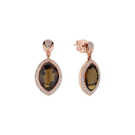 Diamond earrings with Quartz Yellow Queen