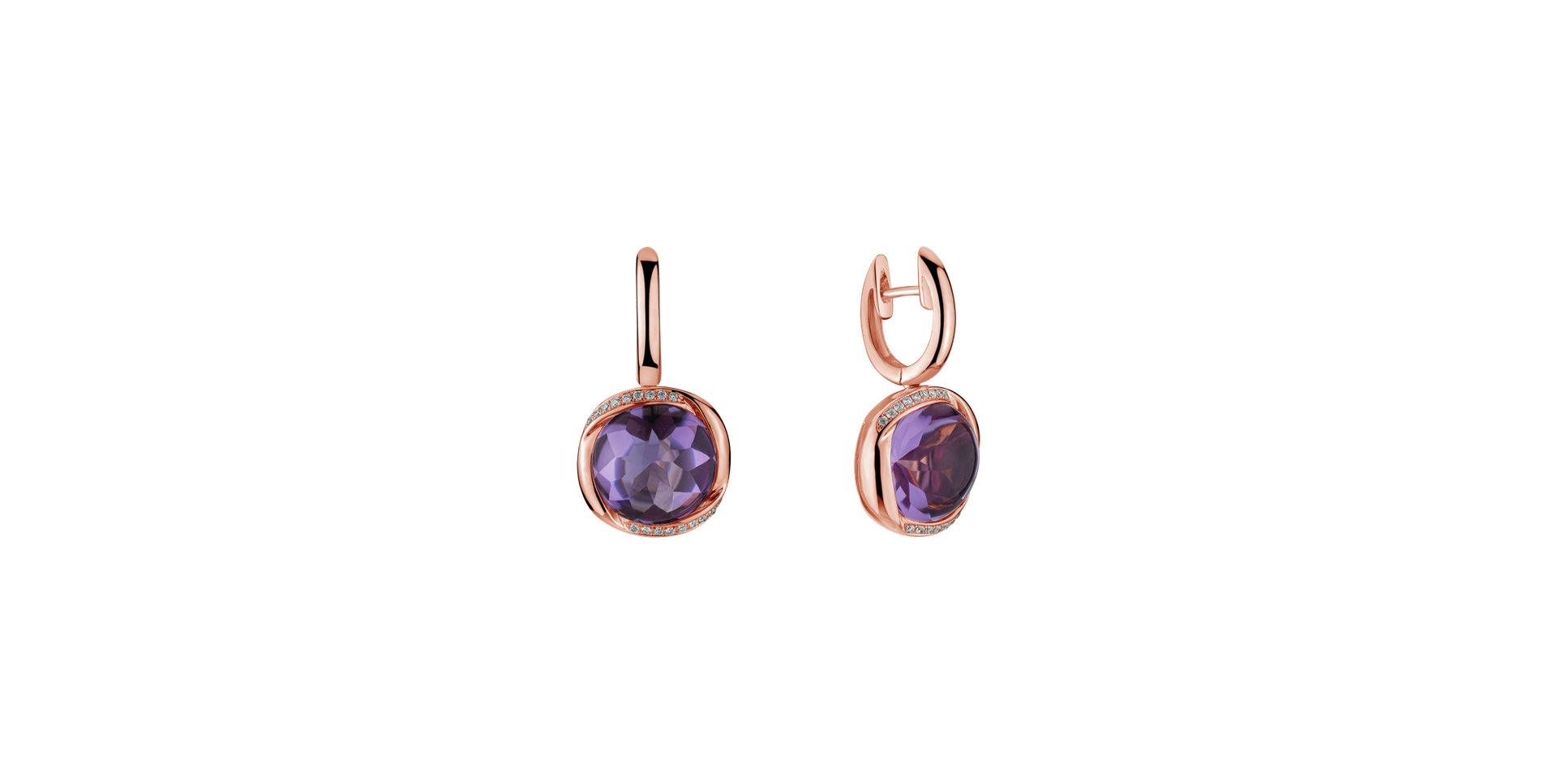 Diamond earrings with Amethyst Violet Drops