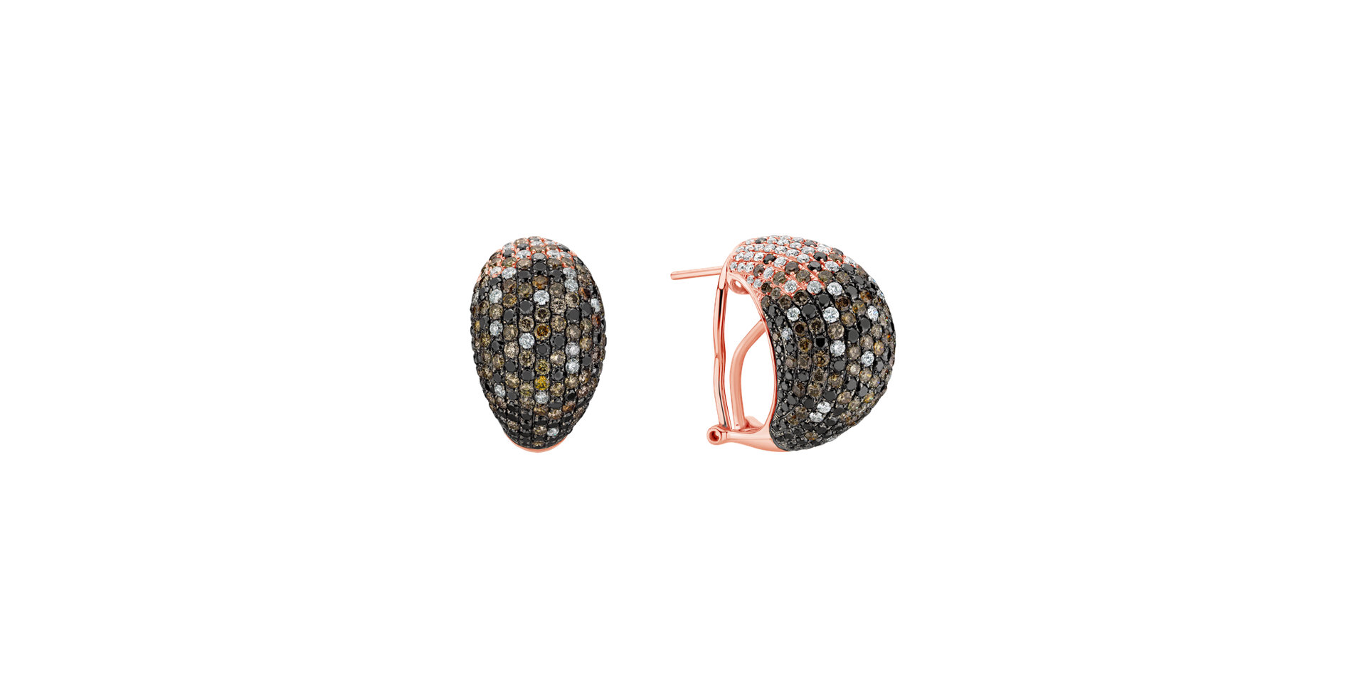Earrings with white, brown and black diamonds Professor Majestic