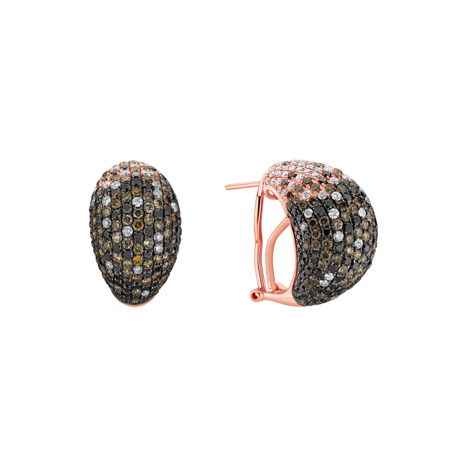 Earrings with white, brown and black diamonds Professor Majestic