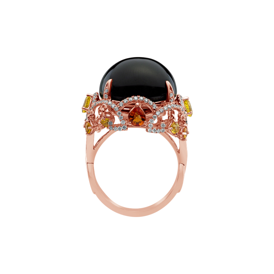 Diamond ring with Tourmalíne and Sapphire Dark Princess