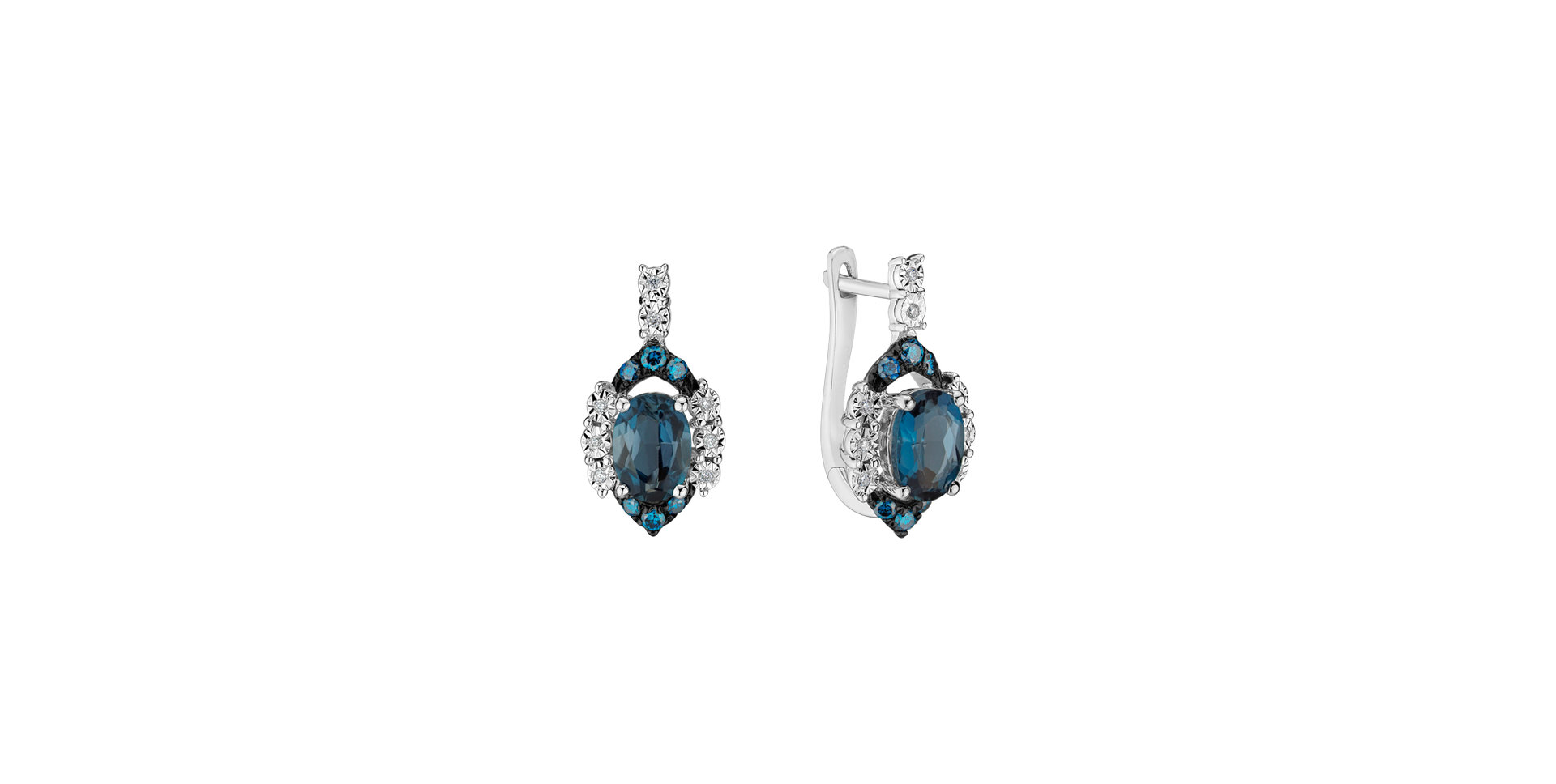 Earrings with Topaz, blue and white diamonds Intuition