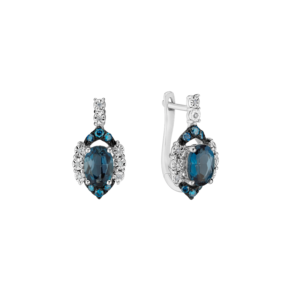 Earrings with Topaz, blue and white diamonds Intuition