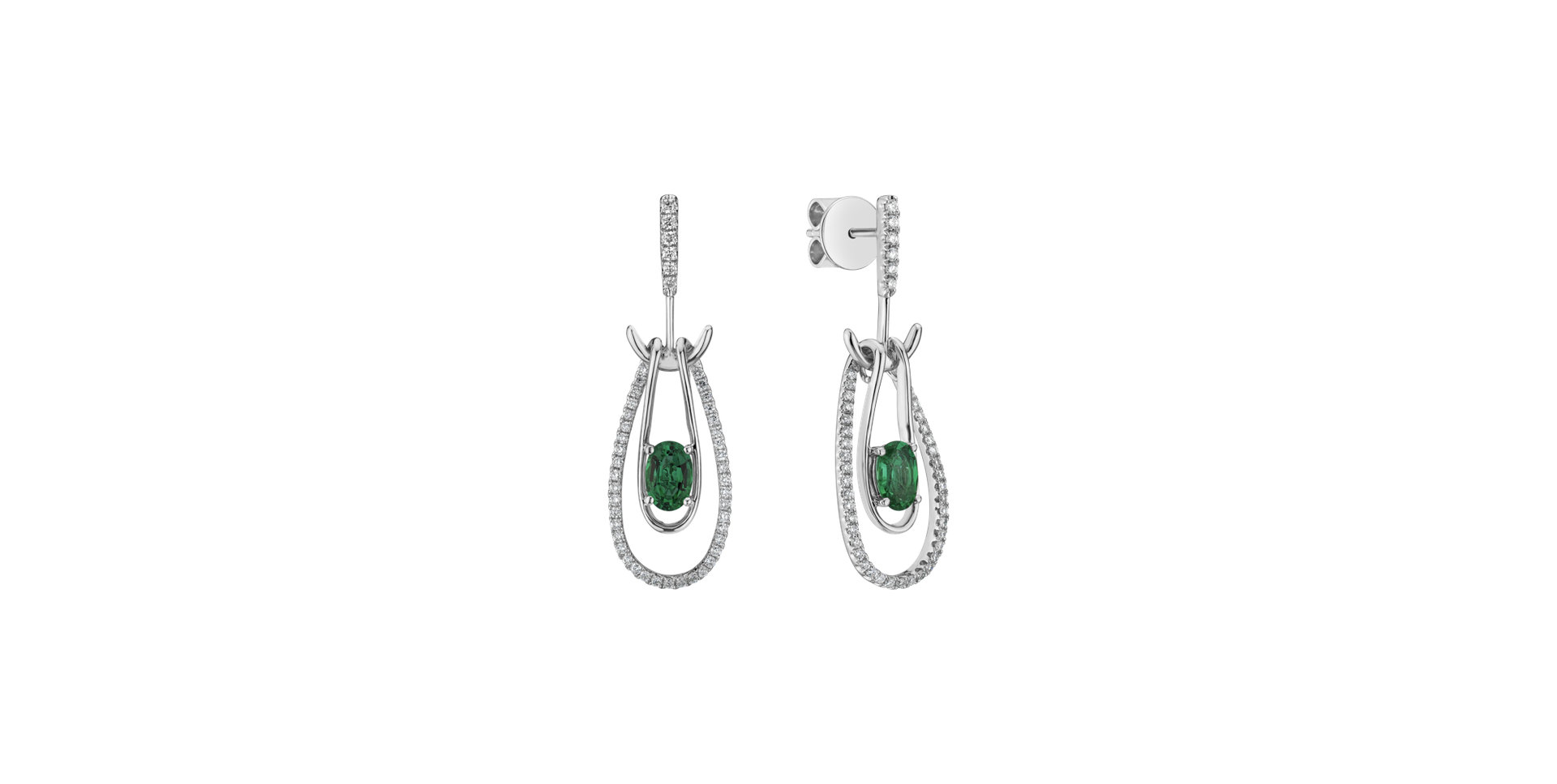 Diamond earrings with Emerald Gravity of Emerald