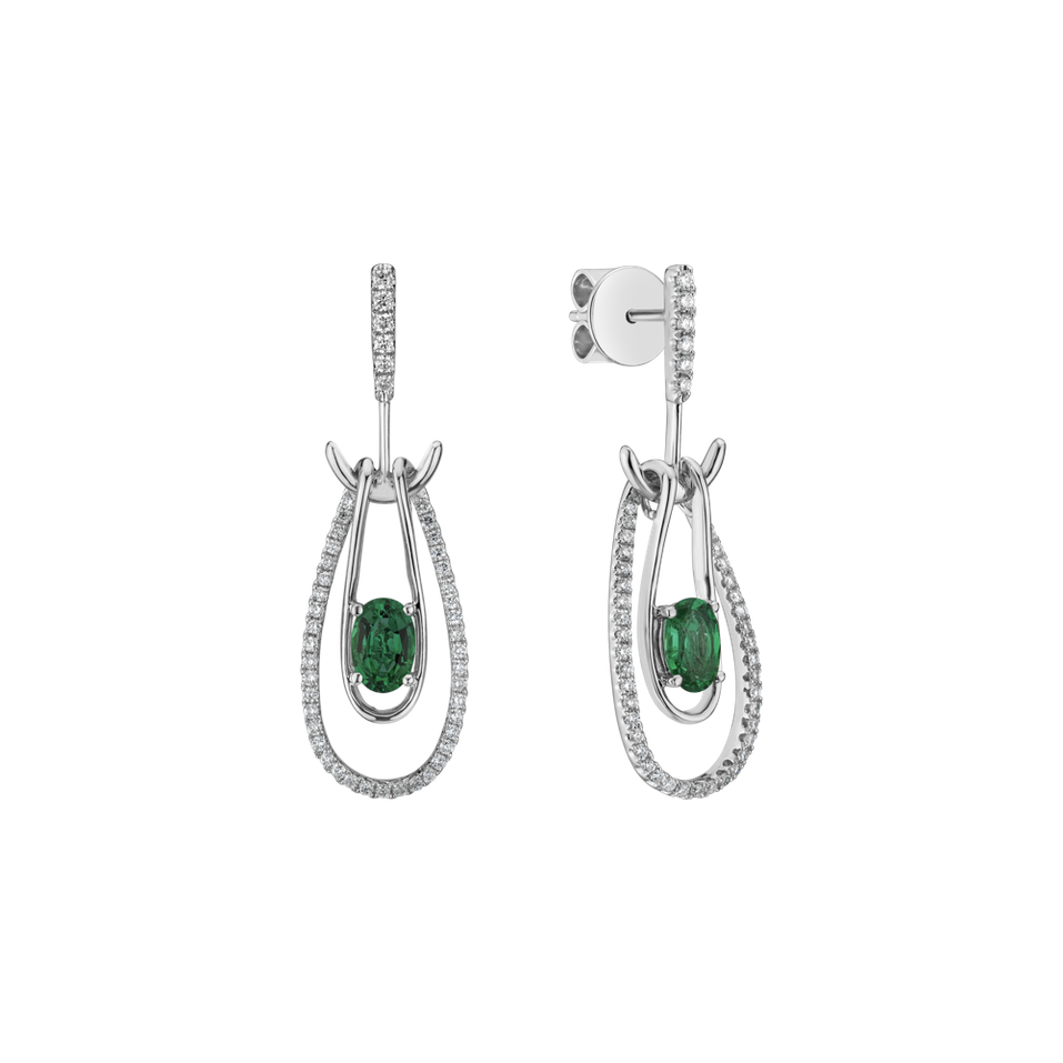 Diamond earrings with Emerald Gravity of Emerald