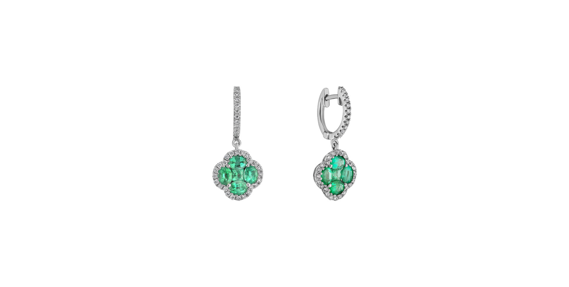 Diamond earrings and Emerald Sparkling Luck