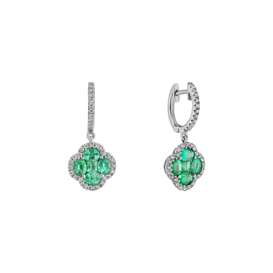 Diamond earrings and Emerald Sparkling Luck