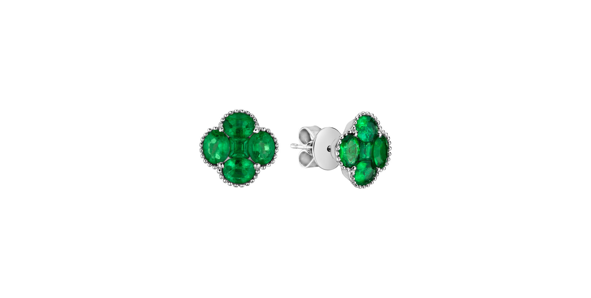 Earrings with Emerald Beauty Clover