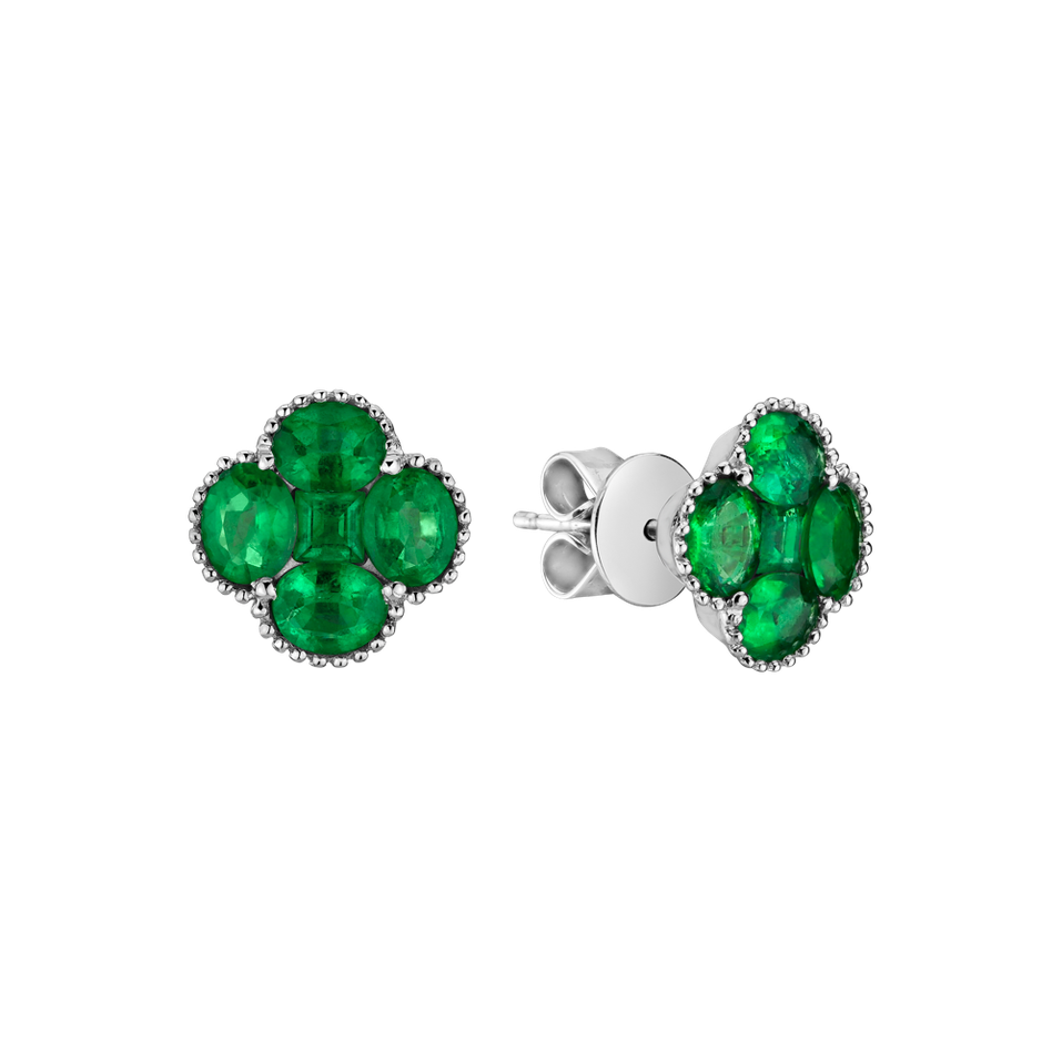 Earrings with Emerald Beauty Clover