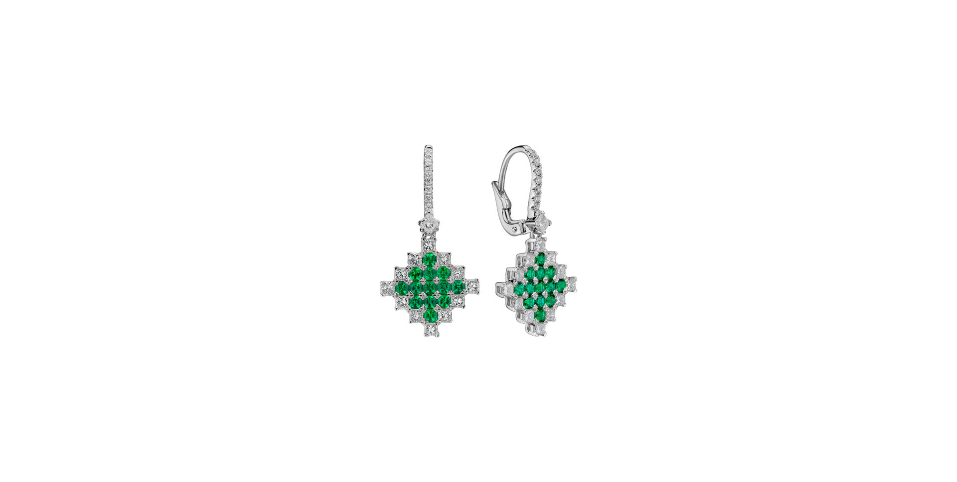 Diamond earrings and Emerald Dazzling Mesh