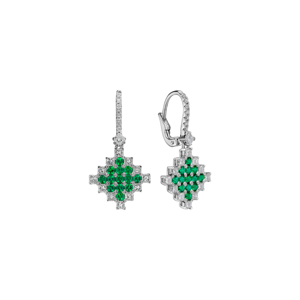 Diamond earrings and Emerald Dazzling Mesh