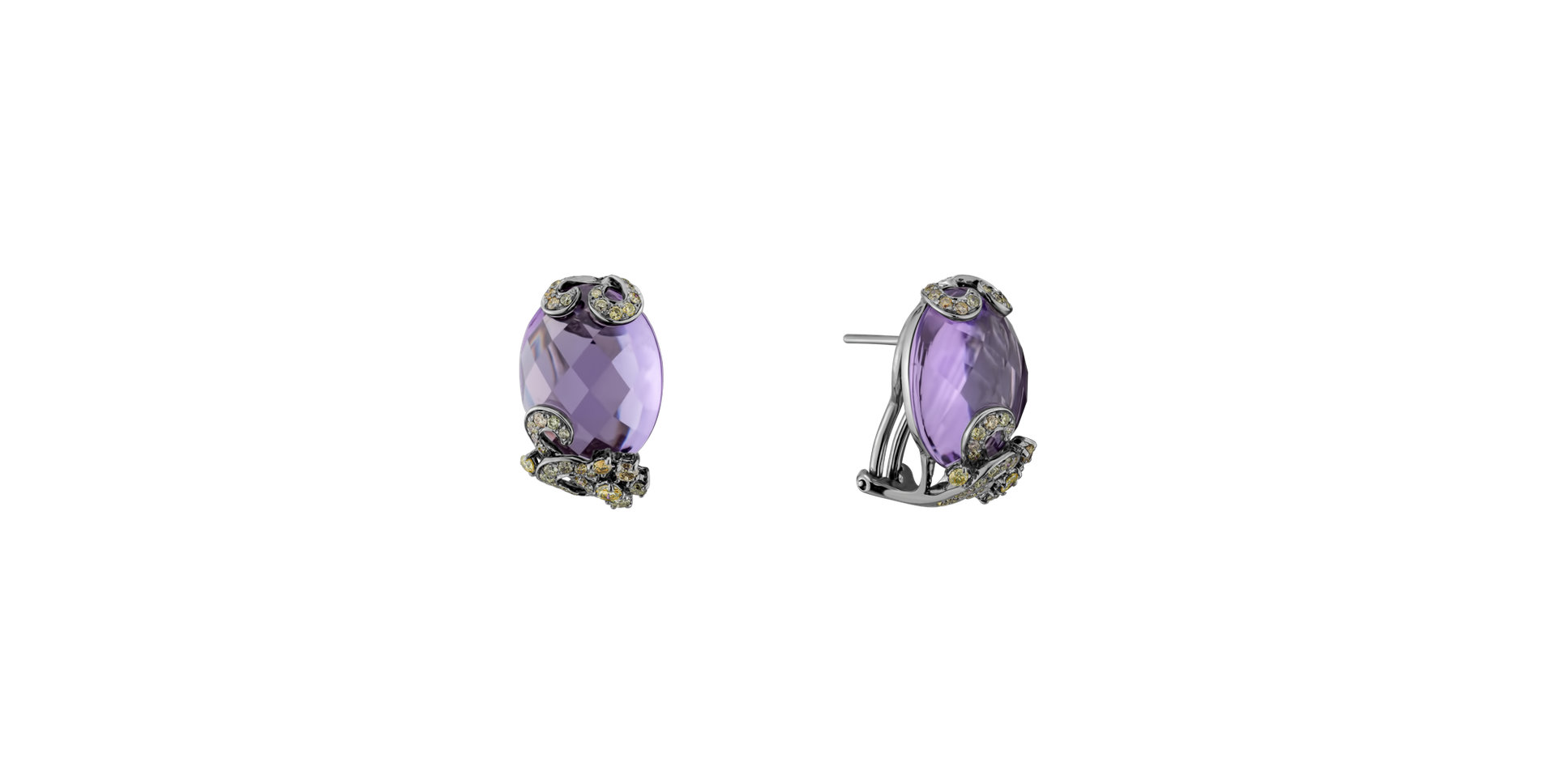 Earrings with Amethyst and brown diamonds Evanthe