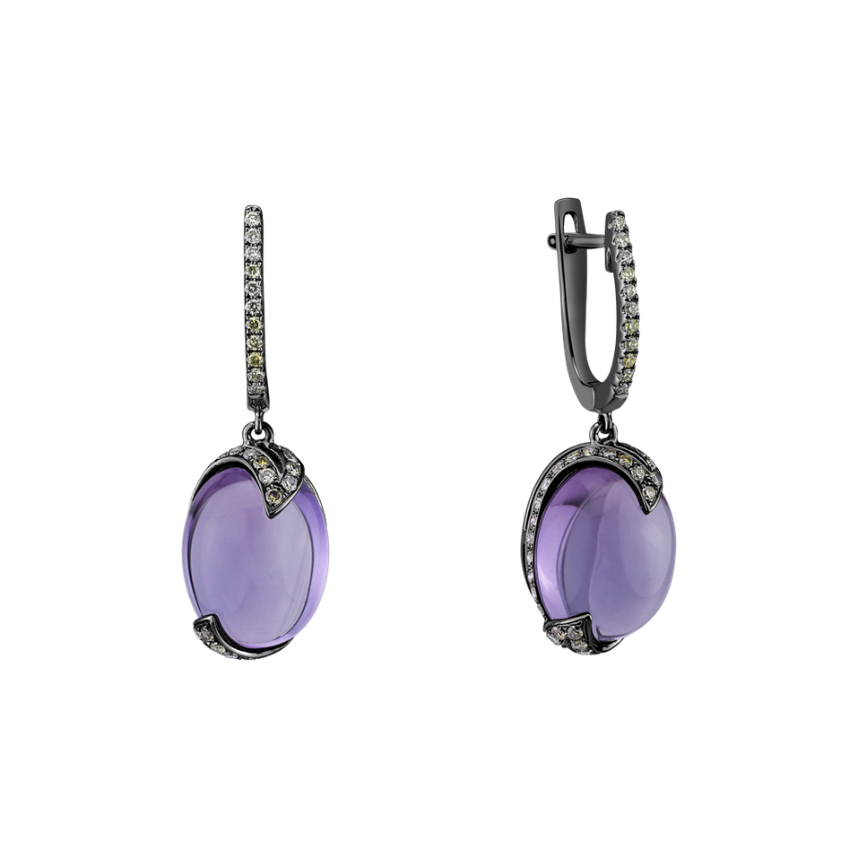 Earrings with Amethyst and brown diamonds Suriya