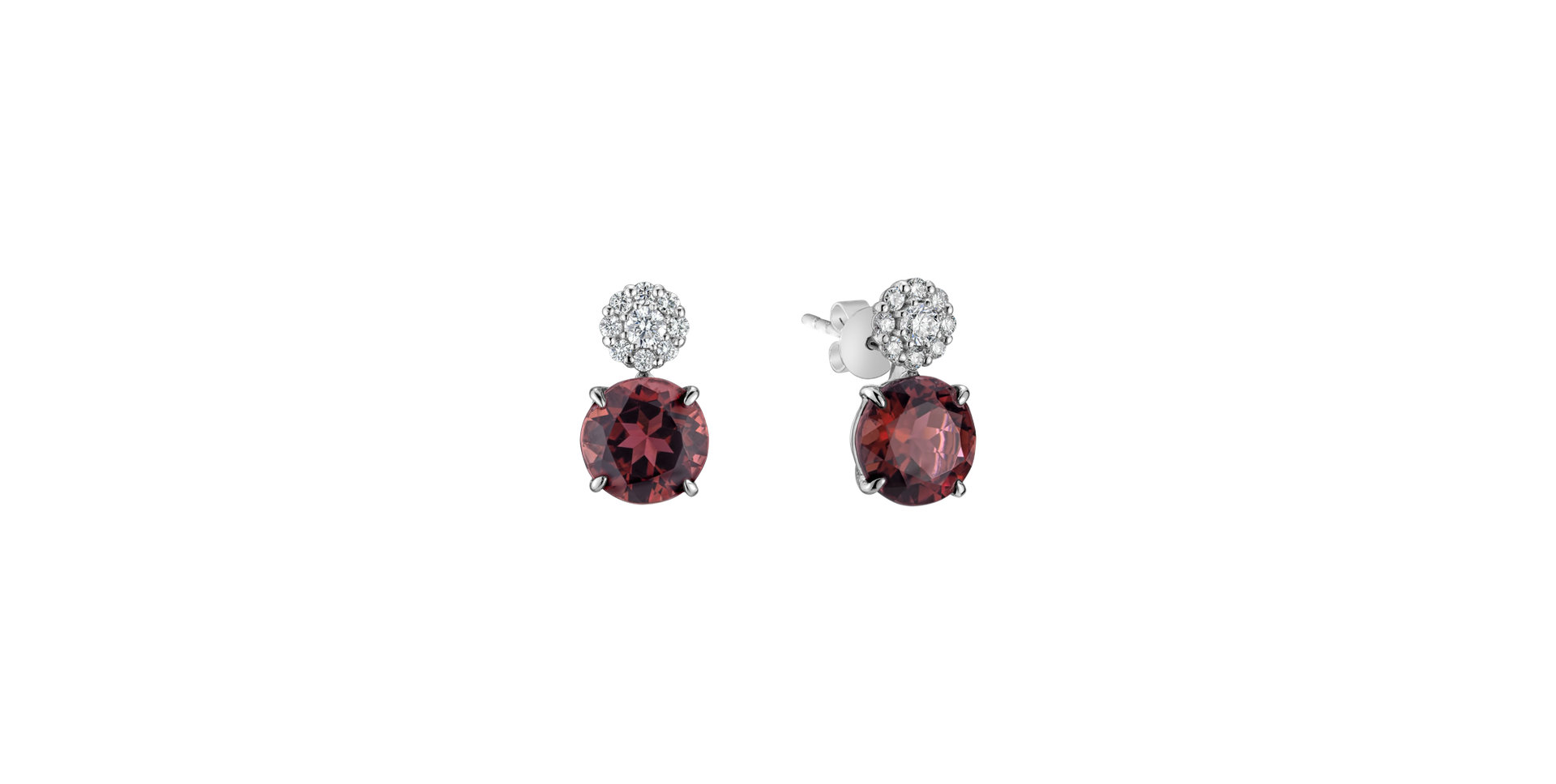 Diamond earrings with Tourmaline Bloody Tears