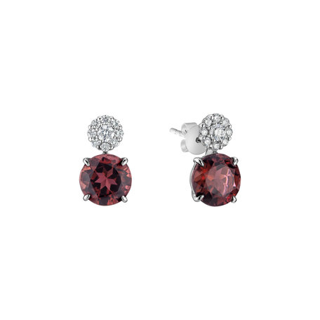 Diamond earrings with Tourmaline Bloody Tears