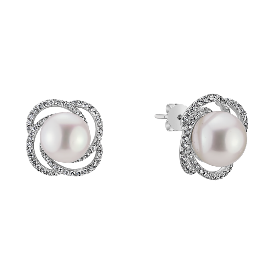 Diamond earrings with Pearl Pearly Glory
