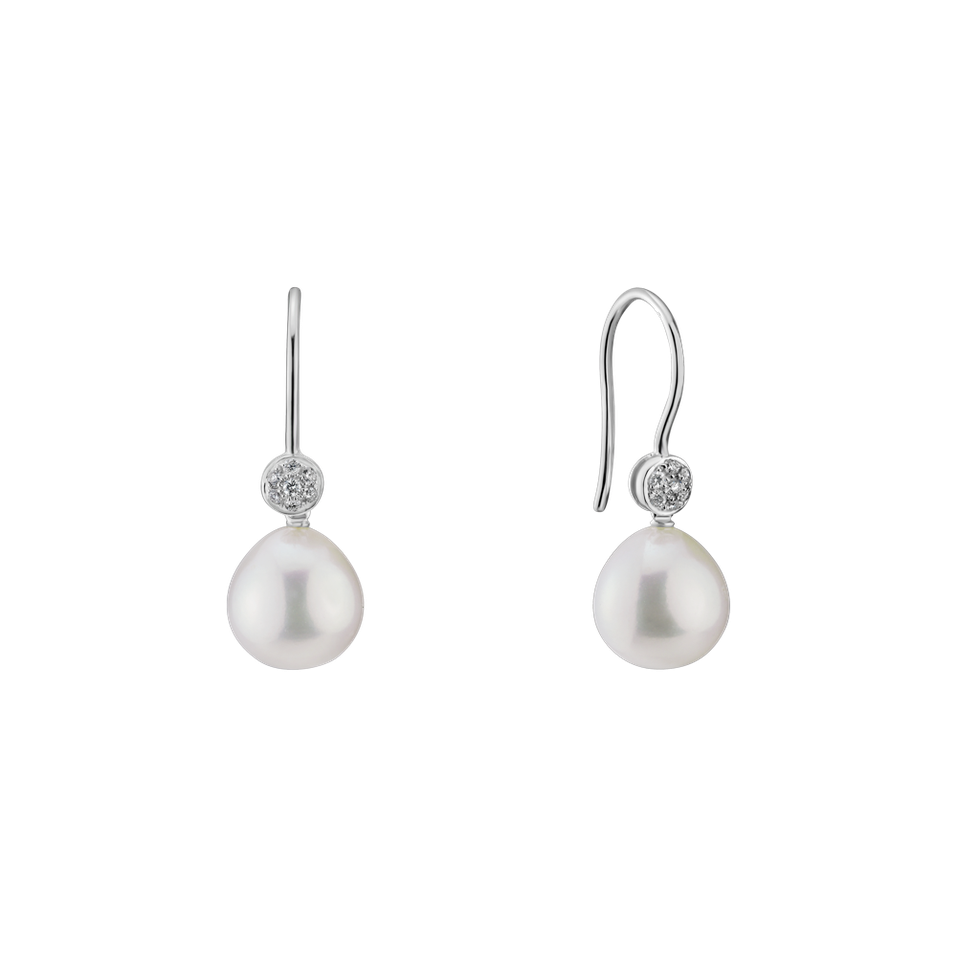 Diamond earrings with Pearl Sacred Oasis