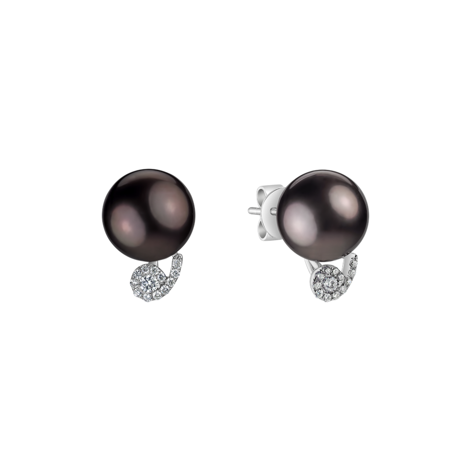 Diamond earrings with Pearl Nameless Ocean