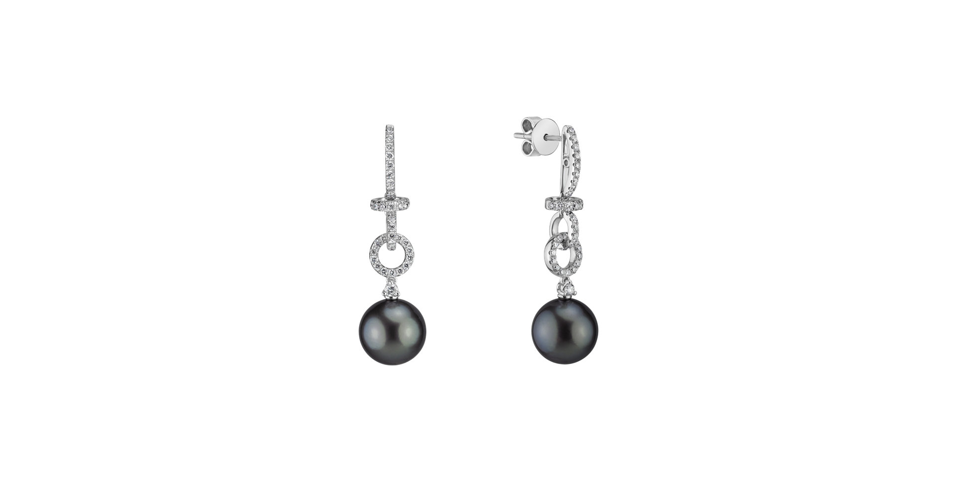 Diamond earrings with Pearl Ghosty Shore