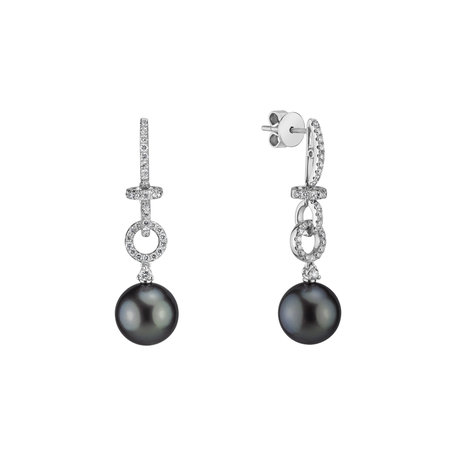 Diamond earrings with Pearl Ghosty Shore