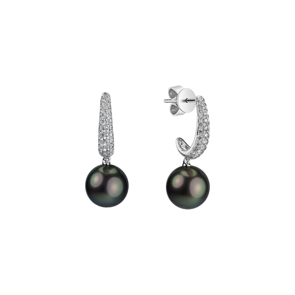 Diamond earrings with Pearl Sea of Mortality