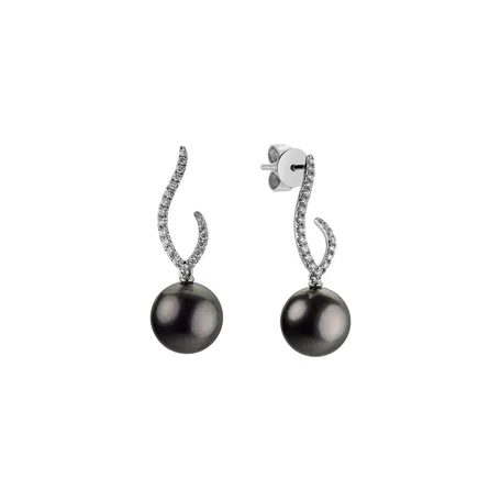 Diamond earrings with Pearl Oceanic Overture