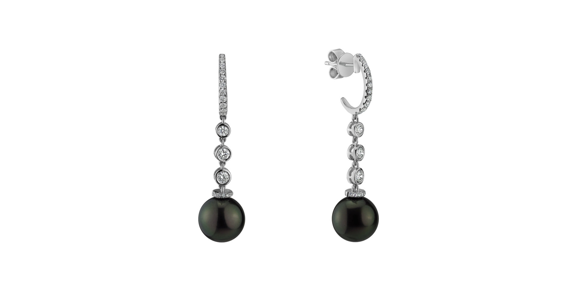 Diamond earrings with Pearl Ocean Doom