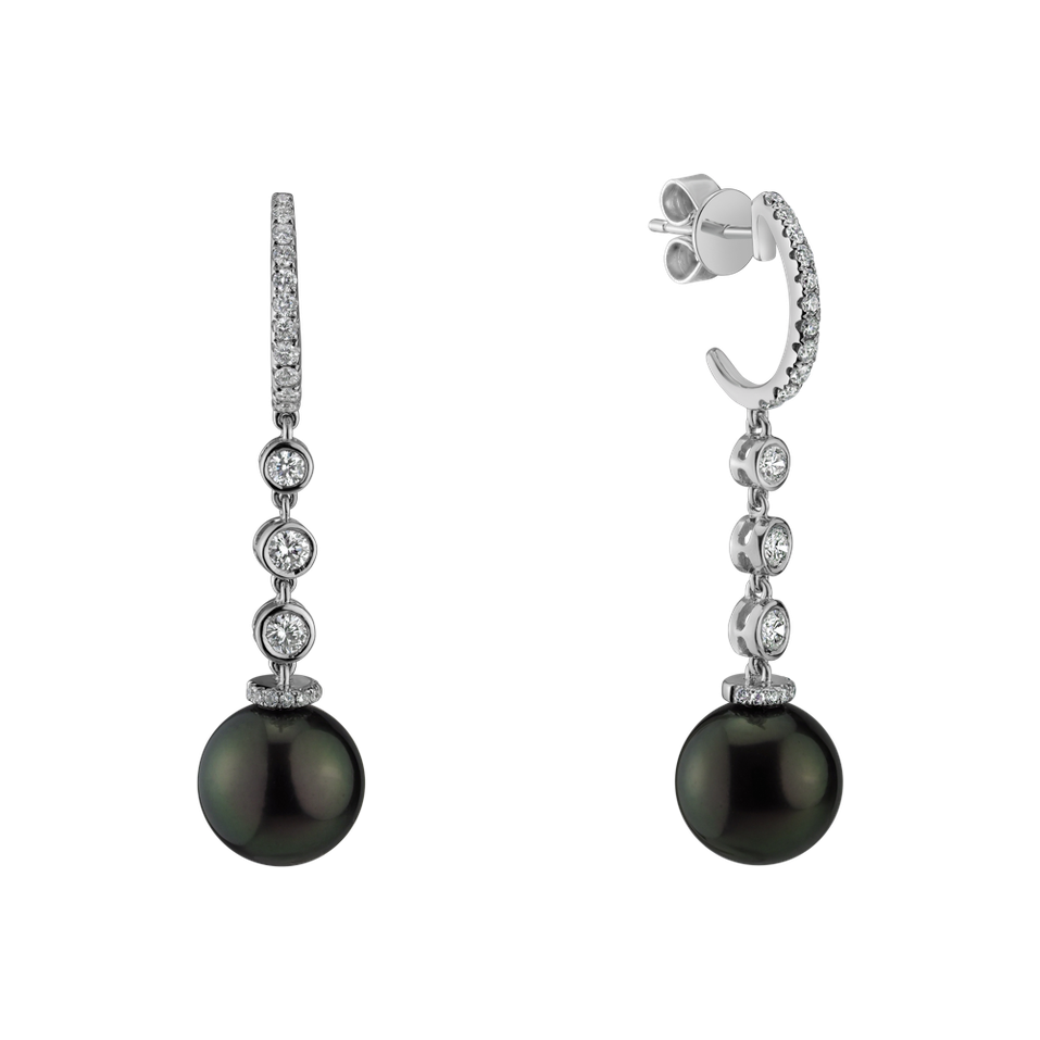 Diamond earrings with Pearl Ocean Doom