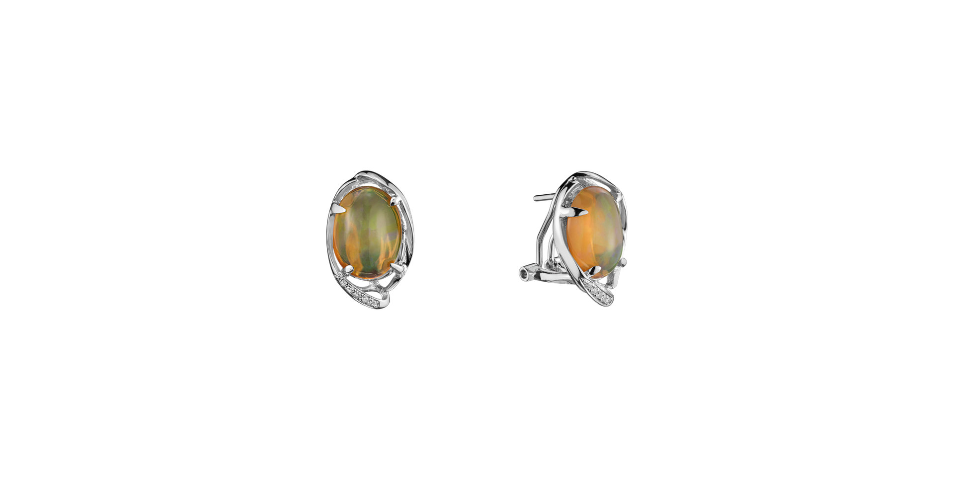 Diamond earrings with Opal Majestic Whisper
